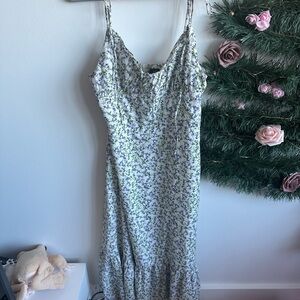 Aqua Lavender Floral Midi Dress